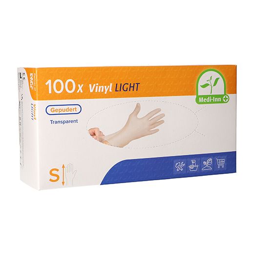 Handschoenen vinyl gepoederd transparant "Medi-Inn® PS" Maat S 1