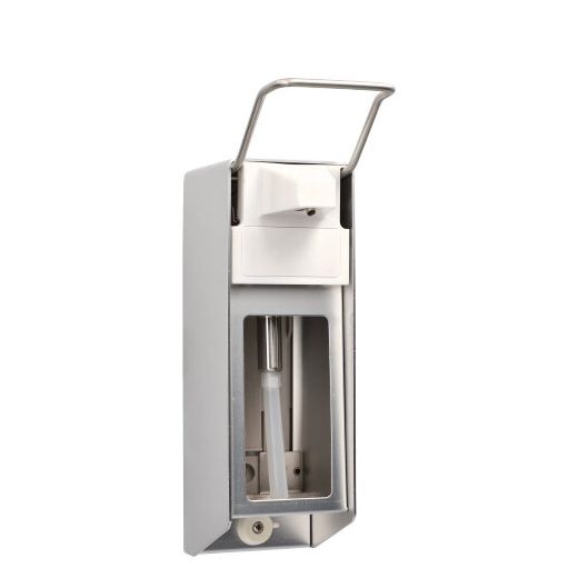 Dispenser voor wandmontage 27,5 cm x 8,5 cm x 16 cm "Aluminium" 500 ml, met korte hendel en kijkvenster 1