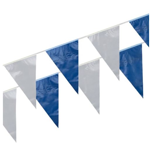 Vlaggenlijn, wimpelslinger folie 10 m blauw/wit watervast weerbestendig 1