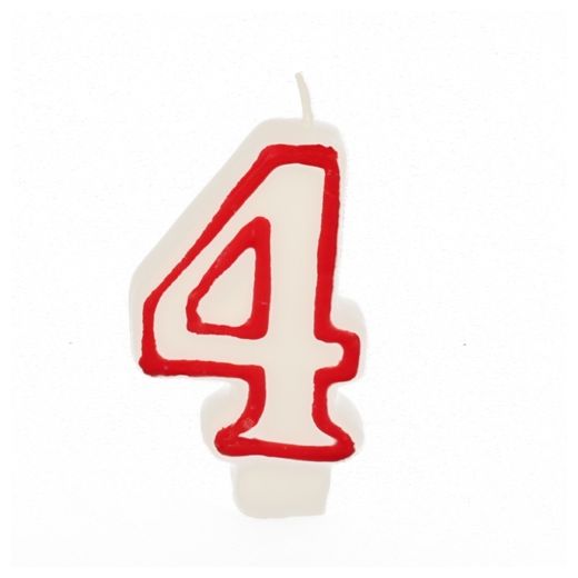 Verjaardagskaarsjes 7,3 cm wit, taartkaarsjes cijfer "4" 1