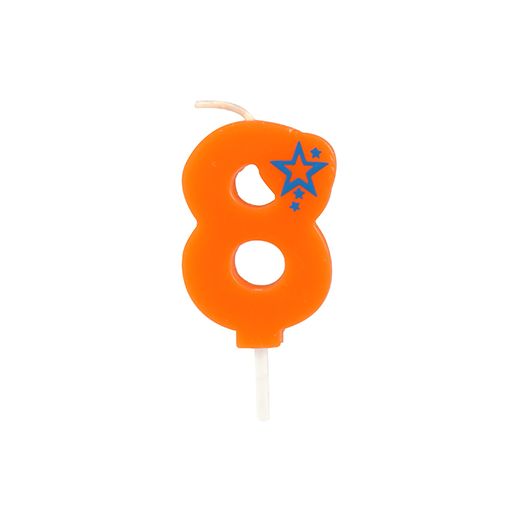 Getalkaarsen, mini 6,8 cm oranje "8" 1