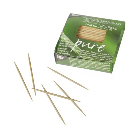 Tandenstokers, hout "pure" rond 6,5 cm 1