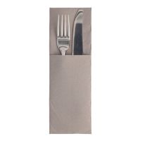 Bestek servetten met bestekvouw "ROYAL Collection" 48 x 30, grijs bestekzakje, FSC