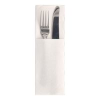 Bestek servetten met bestekvouw "ROYAL Collection" 48 x 30, wit, bestekzakje, FSC