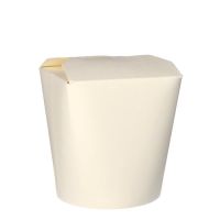 Bio kartonnen Pasta-boxen "pure" 950 ml 11 cm x 10,5 cm x 9,3 cm wit, takeaway noodleboxen, FSC®-gecertificeerd