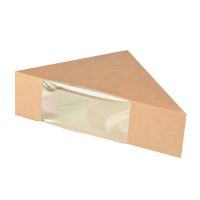 Kartonnen sandwichboxen met venster van PLA "pure" 12,3 cm x 12,3 cm x 5,2 cm bruin