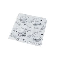 Hamburger-zakjes 13 x 13 wit met burger-opdruk