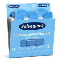Navulling Salvequick blauwe detecteerbare HACCP pleisters 35 stuks voor pleisterdispenser refill