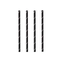 Cocktail drinkrietjes, papier Ø 7 mm · 15 cm zwart/wit "Stripes"