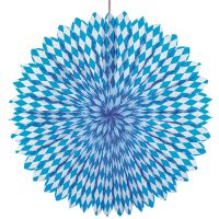 Decoratiewaaier, honeycomb Ø 75 cm "Beiers blauw" brandvertagend