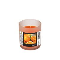 "Flavour by GALA" Geurkaars in glas Ø 70 mm · 77 mm oranje - Orange "Indro"