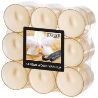 Geurende theelichtjes, geurtheelichten "Flavour" Ø 38 mm · 24 mm ivoor - geur sandelhout & vanille