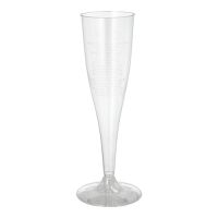 Champagne flutes, PS 0,1 l Ø 5 cm · 17,5 cm wegwerp, champagne glazen met glasheldere voet, 2-delig