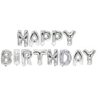 Folie ballonnen set zilver "Happy Birthday"