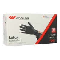 Latex handschoenen XL ongepoederd "Black Grip" zwart, extra greep