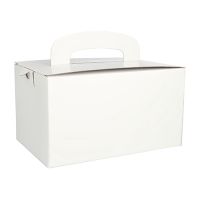 Lunch Boxen, Pappe plein 12,5 cm x 15,5 cm x 22,5 cm wit met handvaten