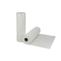 Ligbankpapier L 50 m - B 50 cm, wit, papierrol voor het afdekken van behandeltafel, onderzoektafel, massagetafel, individueel verpakt, met scheurperforatie