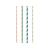 Gestreepte drinkrietjes, papier Ø 6 mm · 20 cm assorti kleuren "Stripes"