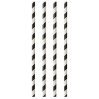 Drinkrietjes, papier Ø 6 mm · 29 cm zwart/wit "Stripes"