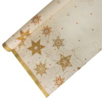 Tafelkleed, papier 6 m x 1,2 m creme "Just Stars" met beschermingslaag