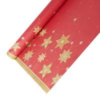 Tafelkleed, papier 6 m x 1,2 m rood "Just Stars" met beschermingslaag