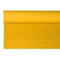 Tafelkleed papier met damastprint 8 m x 1,2 m geel