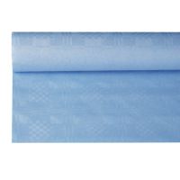 Tafelkleed papier met damastprint 8 m x 1,2 m lichtblauw