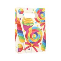 Partyzakjes, papier 21 cm x 14 cm x 6 cm assorti kleuren "Candies" met greep