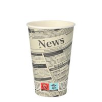 Kartonnen drinkbekers, papieren bekers, karton "To Go", 0,3 l met krantenmotief "Newsprint"