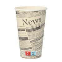 Kartonnen drinkbekers, papieren bekers, karton "to go" ; 0,4 l met krantenmotief "Newsprint"
