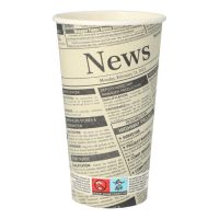 Kartonnen drinkbekers, papieren bekers, karton "to go" ; 0,5 met krantenmotief "Newsprint"