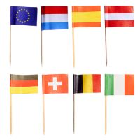 Cocktailprikkers met Europese vlaggen 8 cm, vlagprikkers, kaasprikkers