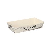 Snackbakje frietbakje karton 7 cm x 15 cm wit  FSC "Newsprint"