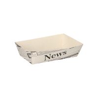 Snackbakje frietbakje karton 7 cm x 12 cm wit FSC "Newsprint" medium