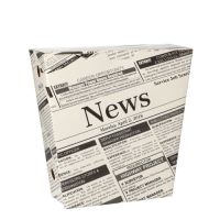 Friet Cones, friet scoops van kraft karton, 1200 ml, 14,5 cm x 11 cm "Newsprint" met klapdeksel, FSC®-gecertificeerd