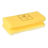 Herbruikbare schuurspons, rechthoekig 4 x 15 x 7 cm geel/wit "Bathroom", niet-krassend 