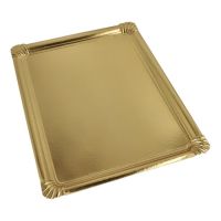 Serveerschalen, karton, PET-coating vierkant 34 cm x 45,5 cm goud
