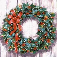 Servetten kerst 3-laags 1/4 vouw 33 cm x 33 cm "Classic Wreath"