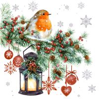 Servetten kerst 3-laags 1/4 vouw 33 cm x 33 cm "Winter Bird"
