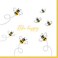 Servetten 3-laags 1/4 vouw 33 cm x 33 cm "Bee Happy"