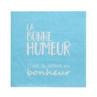 Servetten 3-laags 1/4 vouw 33 cm x 33 cm blauw "La Bonne Humeur"