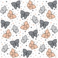 Servetten, 3-laags 1/4 vouw 33 x 33 cm grijs "Papillons" vlinders