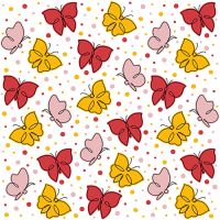 Servetten, 3-laags 1/4 vouw 33 x 33 cm rood "Papillons" vlinders