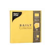 Servetten "DAILY Collection" 1/4 vouw 24 cm x 24 cm, FSC, geel