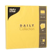Servetten "DAILY Collection" 1/4 vouw 32 cm x 32 cm FSC geel