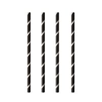 Shake rietjes, papier Ø 8 mm · 20 cm zwart/wit "Stripes"