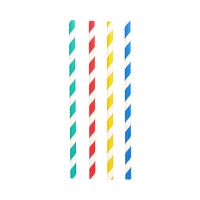 Shake rietjes, papier Ø 8 mm · 21 cm assorti kleuren "Stripes"