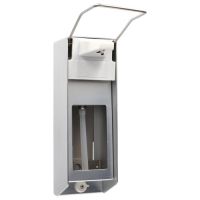 Dispenser voor wandmontage 28,5 cm x 9,5 cm x 23 cm "Aluminium" 1000 ml, lange hendel + inclusief kijkvenster
