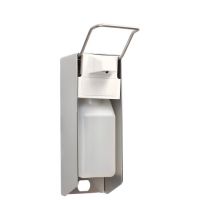 Dispenser voor wandmontage 27,5 cm x 8,5 cm x 16 cm "Aluminium" 500 ml, korte hendel, inclusief lege fles