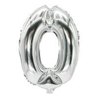 Folie ballon 35 cm x 20 cm zilver "0"